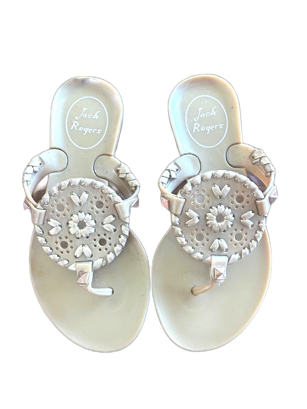 Jack Rogers Toddler Girls Size 9 Sandals Gold Summer Medallion Thong Shoes